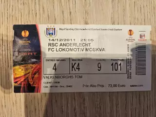 14.12.2011 Андерлехт Брюссель - Локомотив Москва Лига Европы билет #3