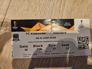 08.11.2018 Краснодар - Стандард Льеж Лига Европы билет