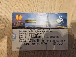 24.10.2013 Суонси Сити - Кубань Краснодар Лига Европы билет