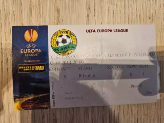 03.10.2013 Кубань Краснодар - Валенсия Лига Европы билет