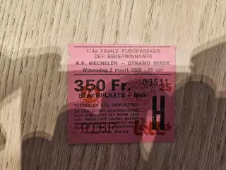 02.03.1988 Мехелен - Динамо Минск Кубок Кубков билет