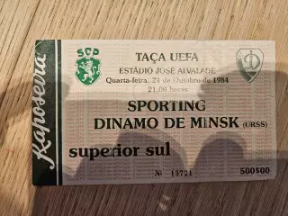 24.10.1984 Спортинг Лиссабон - Динамо Минск Кубок УЕФА билет #3