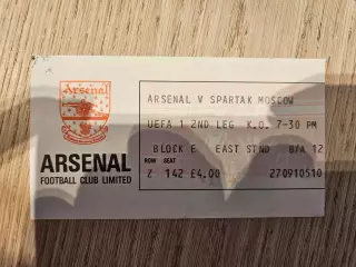29.09.1982 Арсенал Лондон - Спартак Москва Кубок УЕФА билет