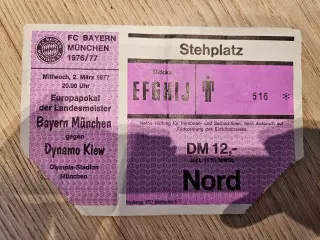02.03.1977 Бавария Мюнхен - Динамо Киев билет Кубок чемпионов
