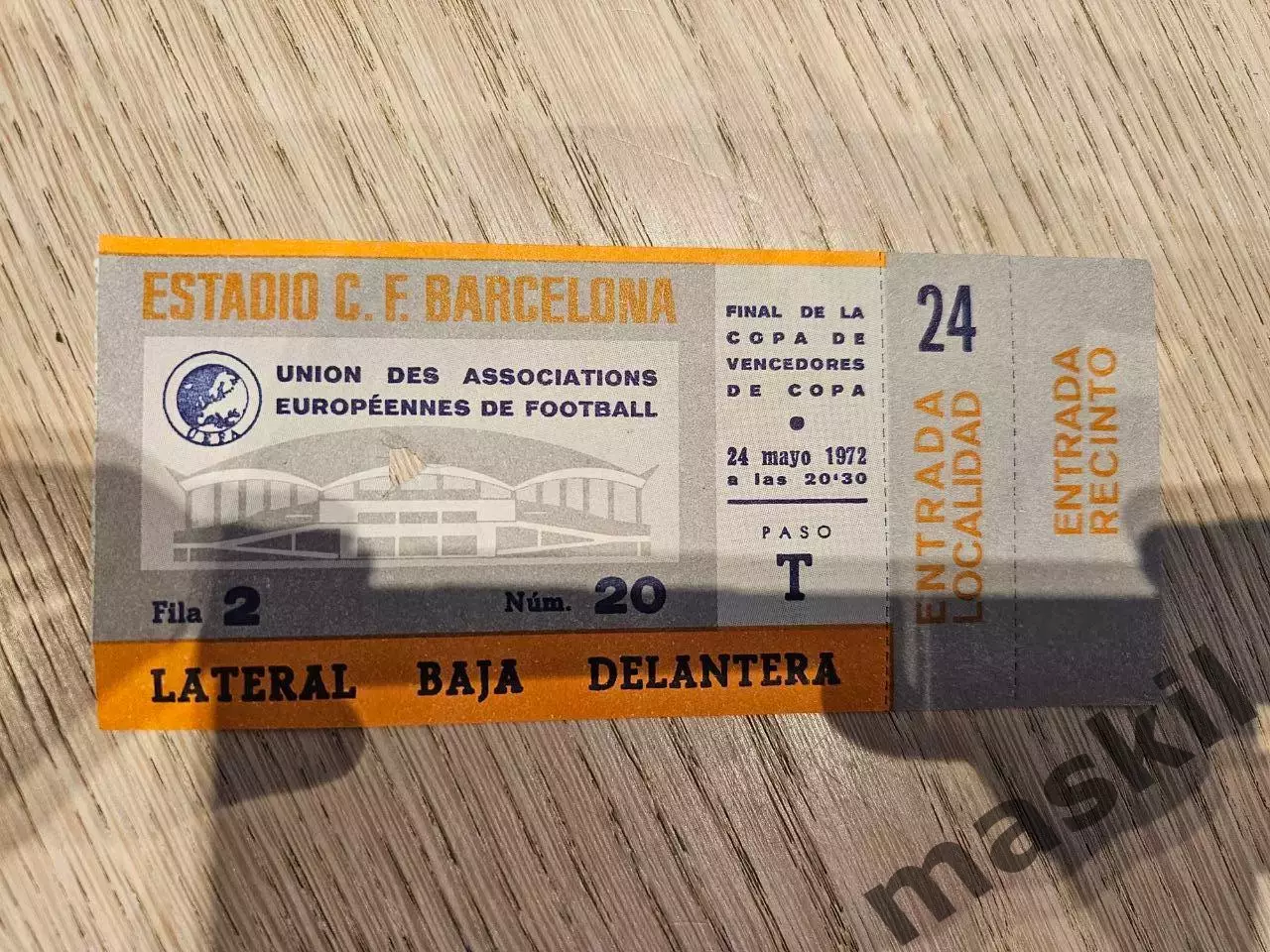 24.05.1972 Рейнджерс Глазго - Динамо Москва Финал Кубок Кубков Билет