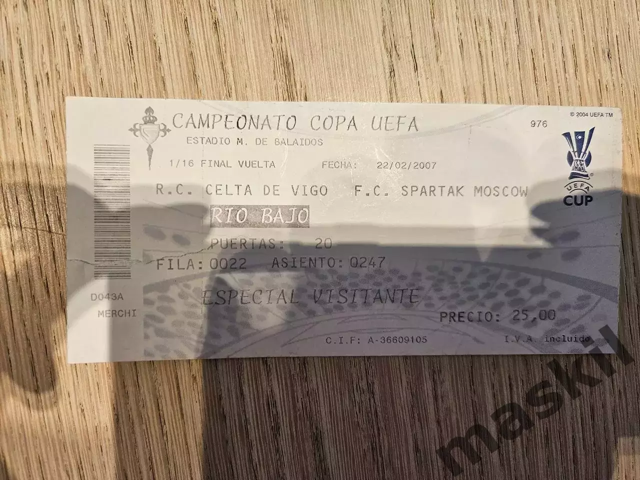 22.02.2007 Сельта Виго - Спартак Москва билет