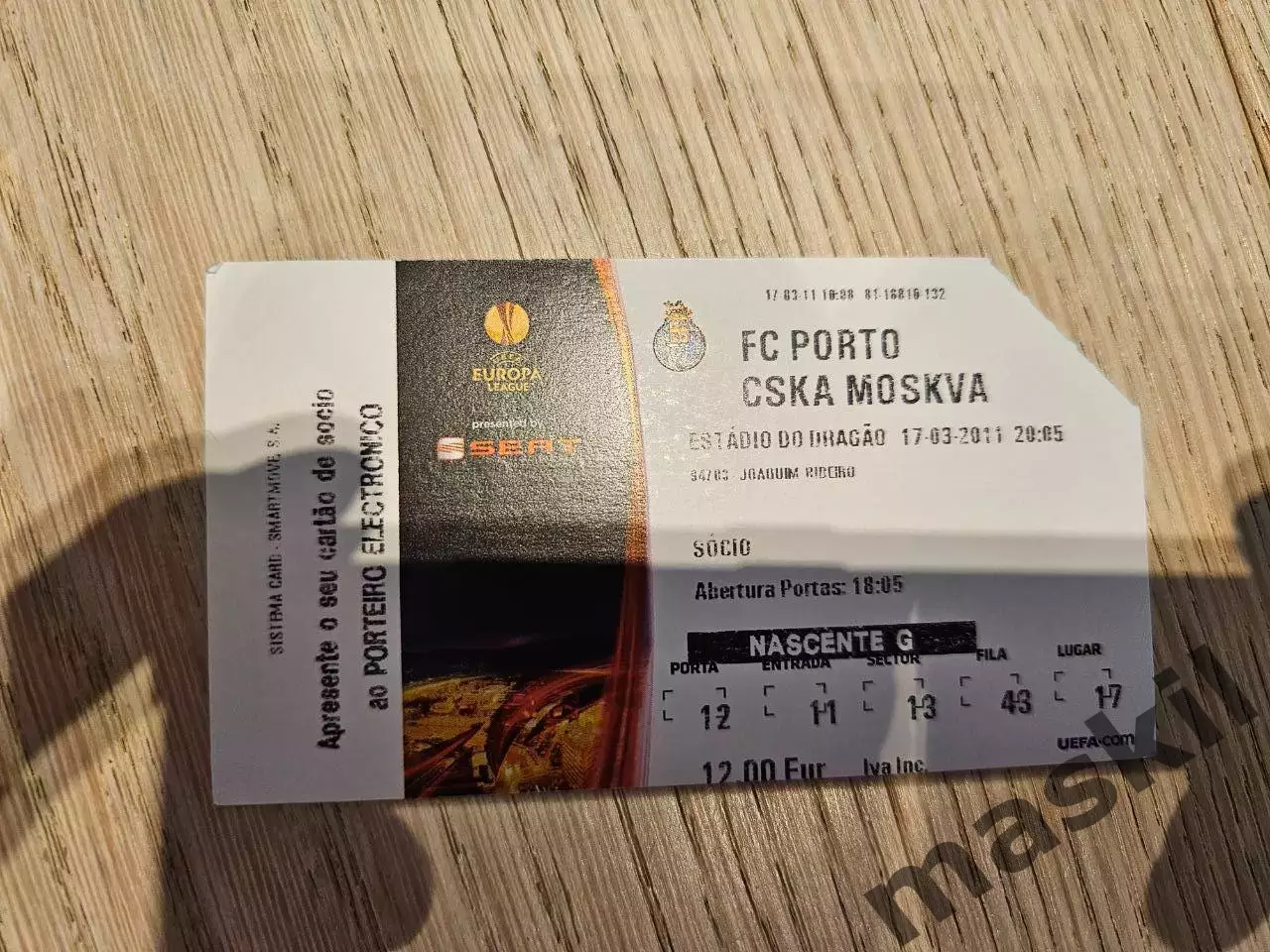 17.03.2011 Порту Порто - ЦСКА Москва Билет 1