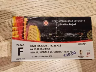 04.11.2010 Хайдук Сплит - Зенит Санкт-Петербург билет