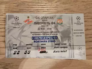 22.10.2002 Спартак Москва - Ливерпуль Билет