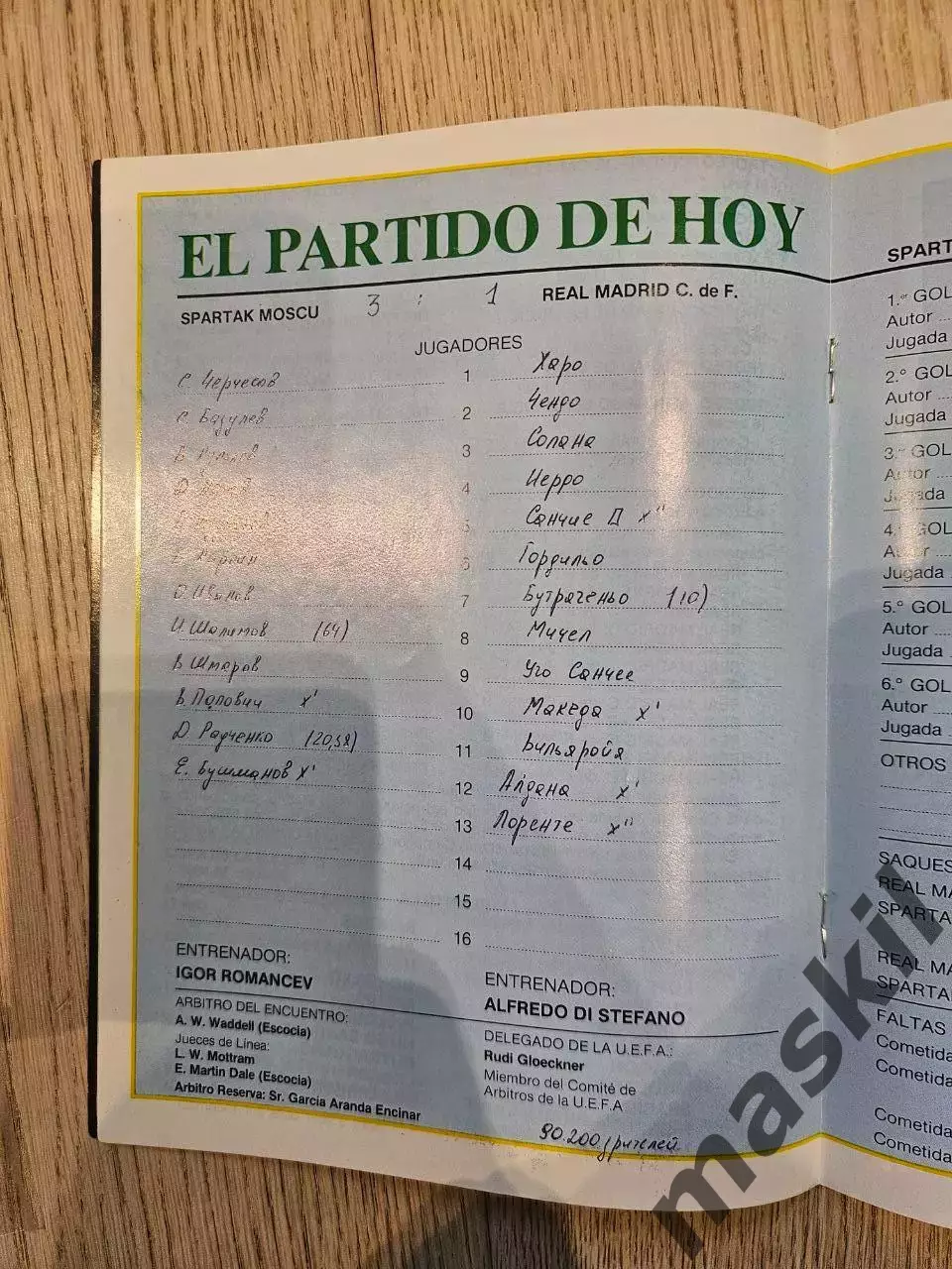 20.03.1991 - Реал Мадрид - Спартак Москва 1