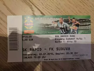 22.07.2010 Рапид Вена - Судува Билет