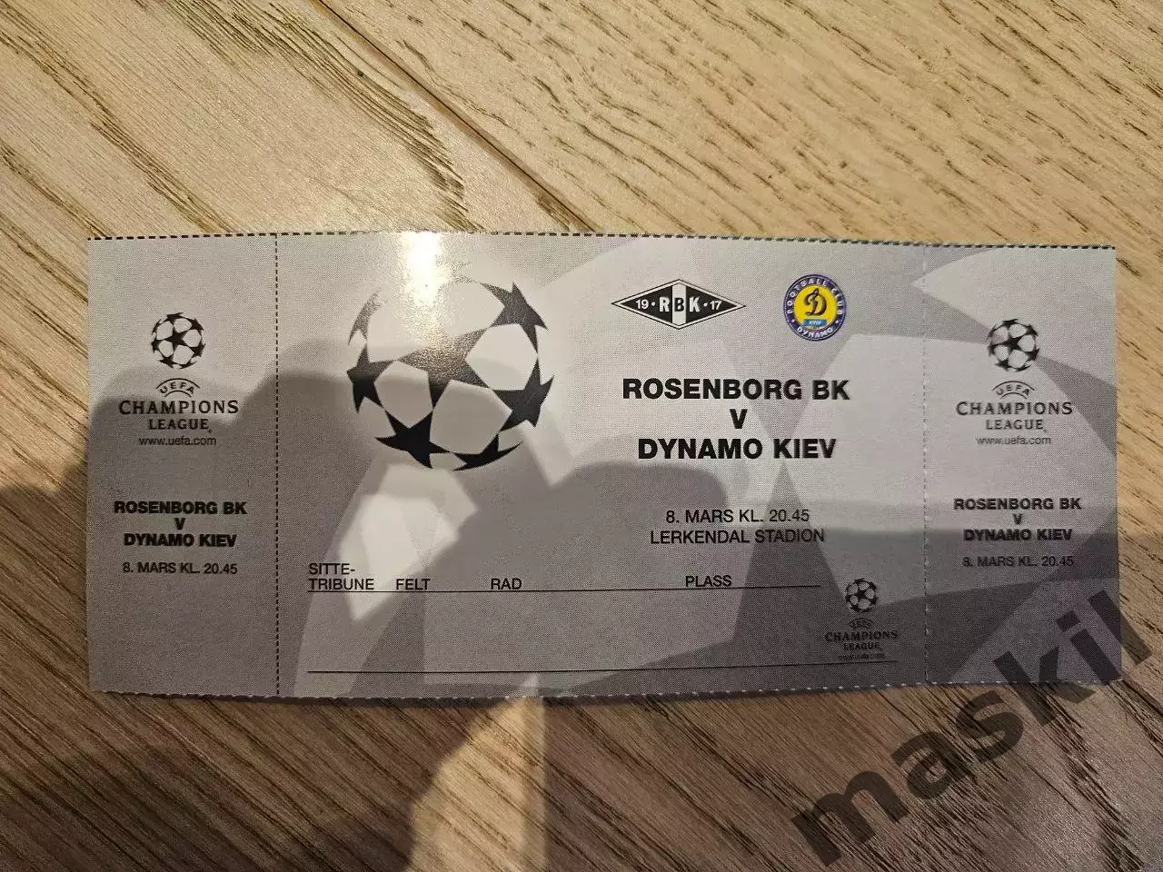 08.03.2000 Русенборг - Динамо Киев Билет Динамо Київ