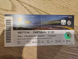 22.11.2012 Нефтчи Баку - Партизан Белград Билет 2
