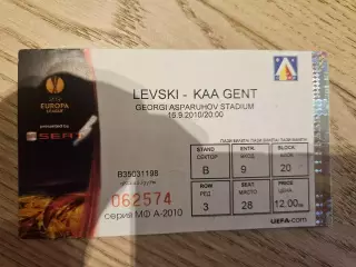 16.09.2010 Левски София - Гент Билет