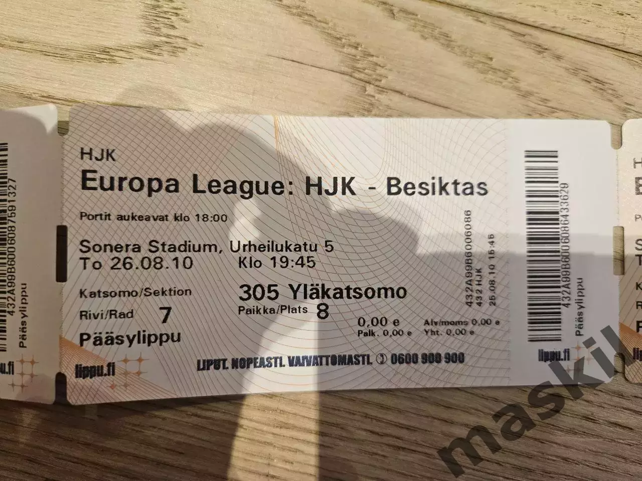 26.08.2010 ХИК Хельсинки - Бешикташ Билет 3