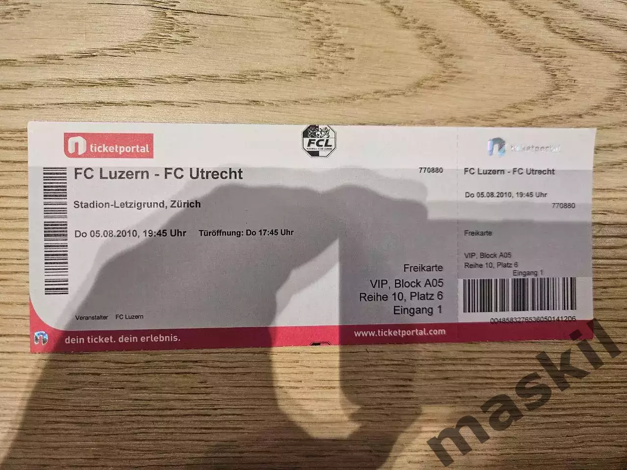 05.08.2010 Люцерн - Утрехт Билет 1