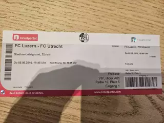 05.08.2010 Люцерн - Утрехт Билет