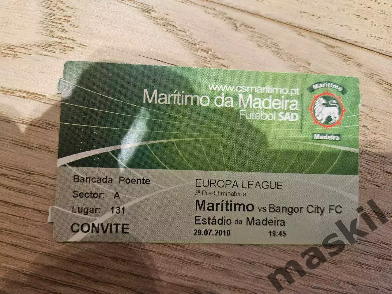 29.07.2010 Маритиму - Бангор Сити Билет