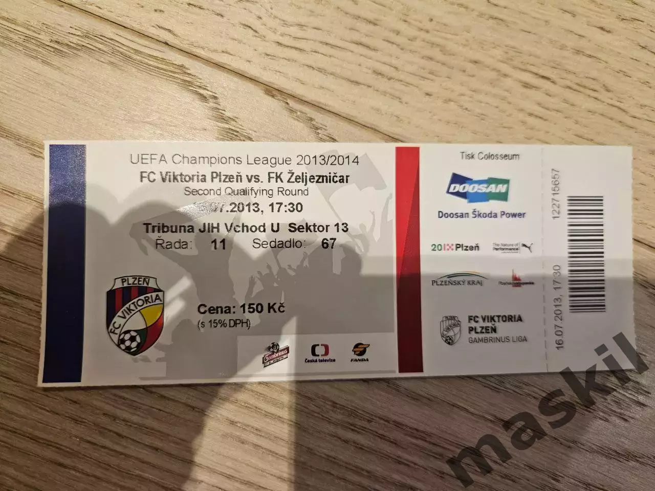 16.07.2013 Виктория Жижков - Железничар Сараево Билет 1