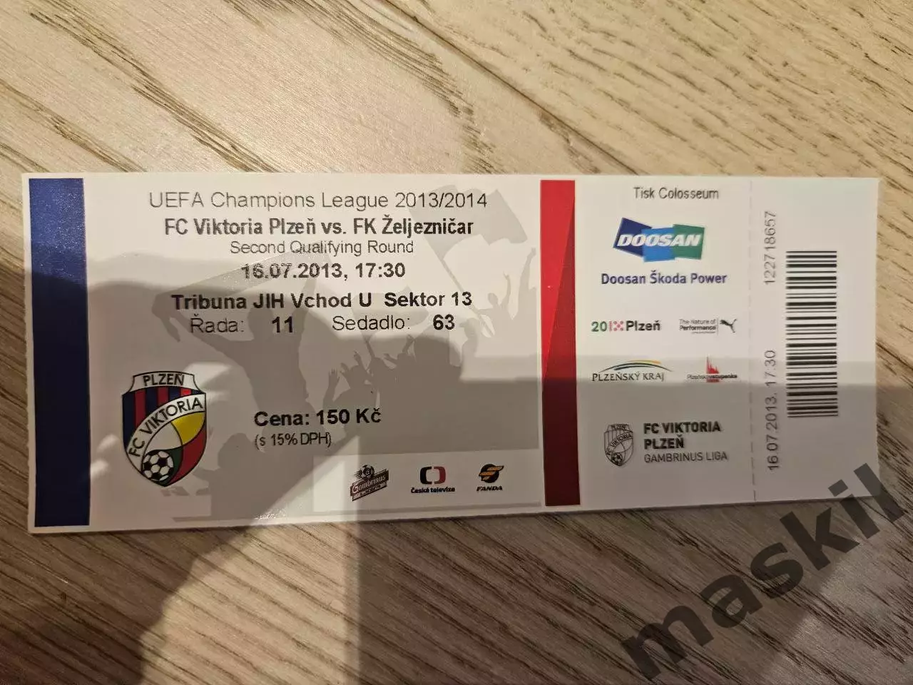 16.07.2013 Виктория Жижков - Железничар Сараево Билет 3