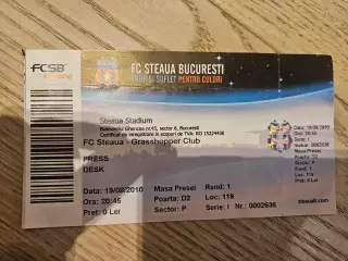 19.08.2010 Стяуа Бухарест - Грассхопперс Цюрих Билет