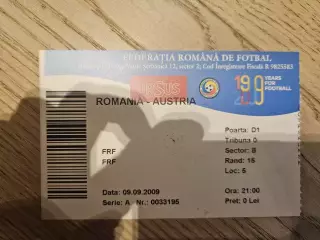 09.09.2009 - Румыния - Австрия Билет