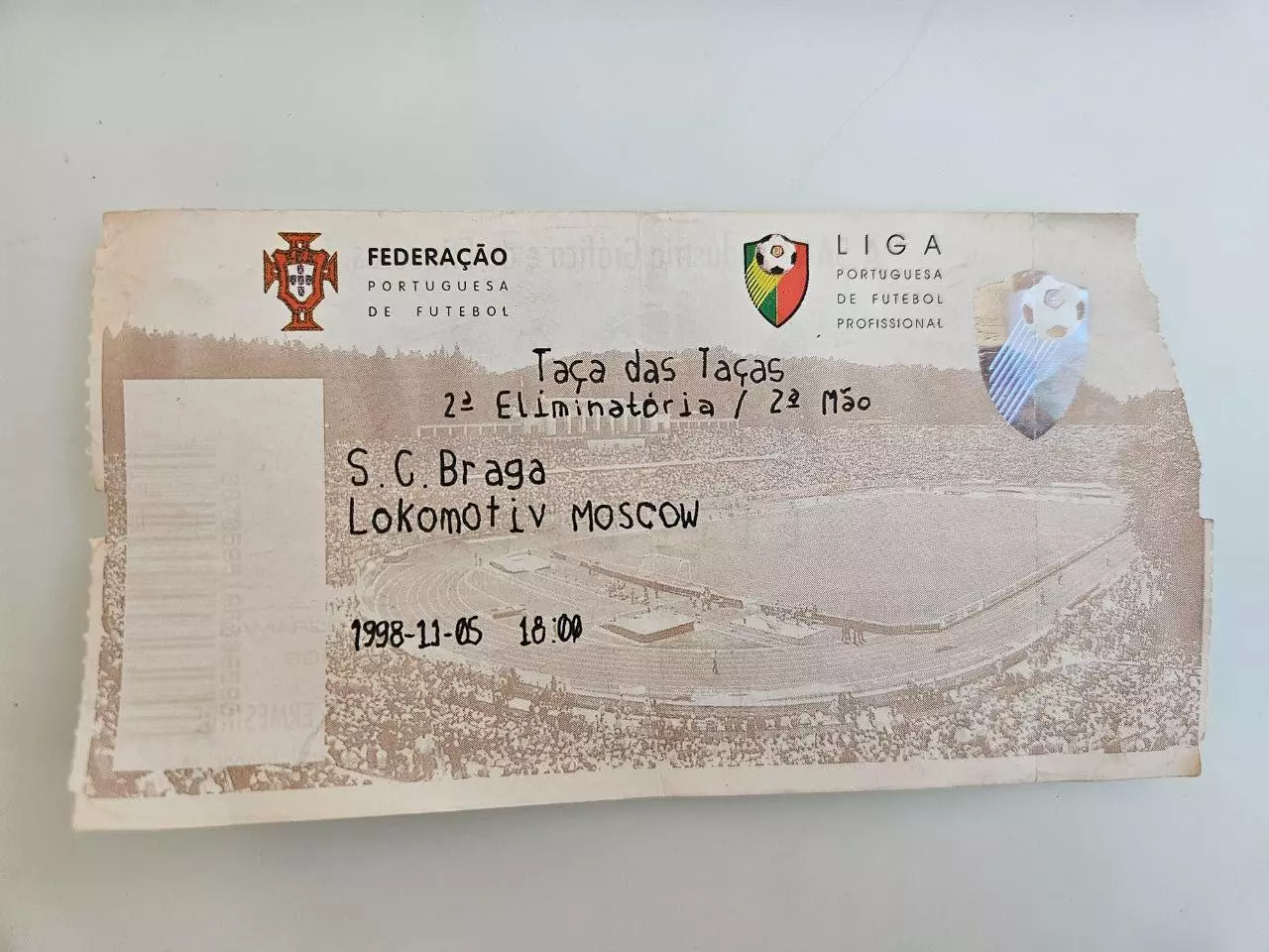 05.11.1998 Брага - Локомотив Москва билет