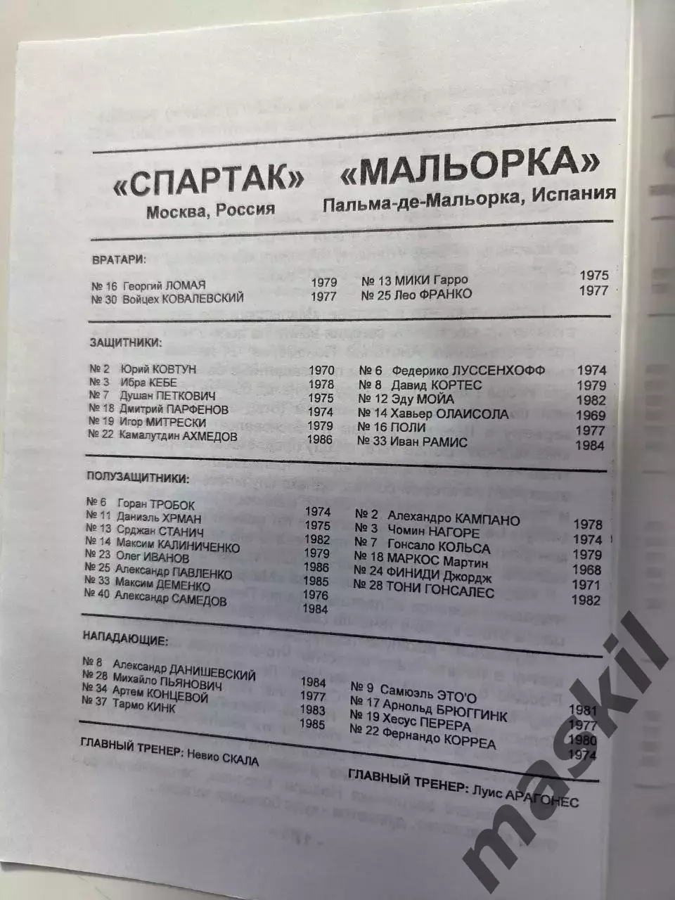 26.02.2004 Спартак Москва - Мальорка КБ Спартак Фикс 1