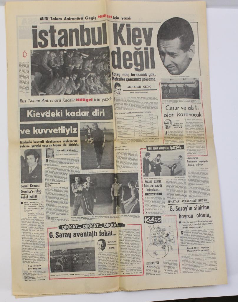 Турция - СССР 16.11.1969 Газета Milliyet — «Нация» от 15.11.1969 2
