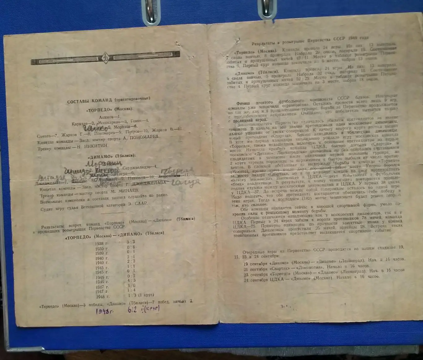 Торпедо Москва - Динамо Тбилиси 1948г. 1