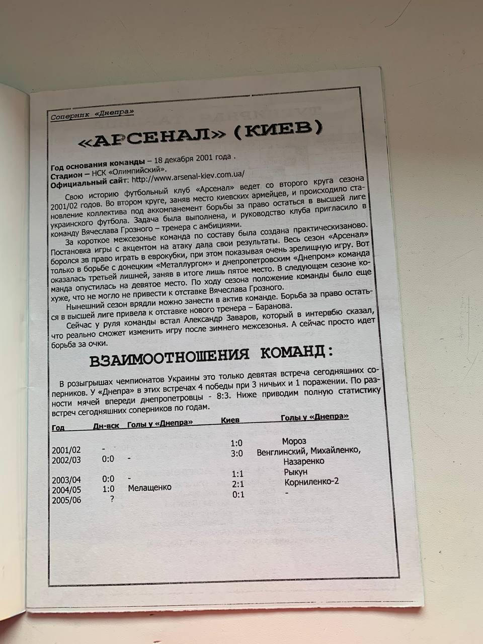 Днепр Днепропетровск - Арсенал Киев 10.12.2005 1