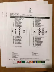 Шемрок Роверс (Ирландия) - Шахтер Донецк. 27.11.2025. Стартовый протокол