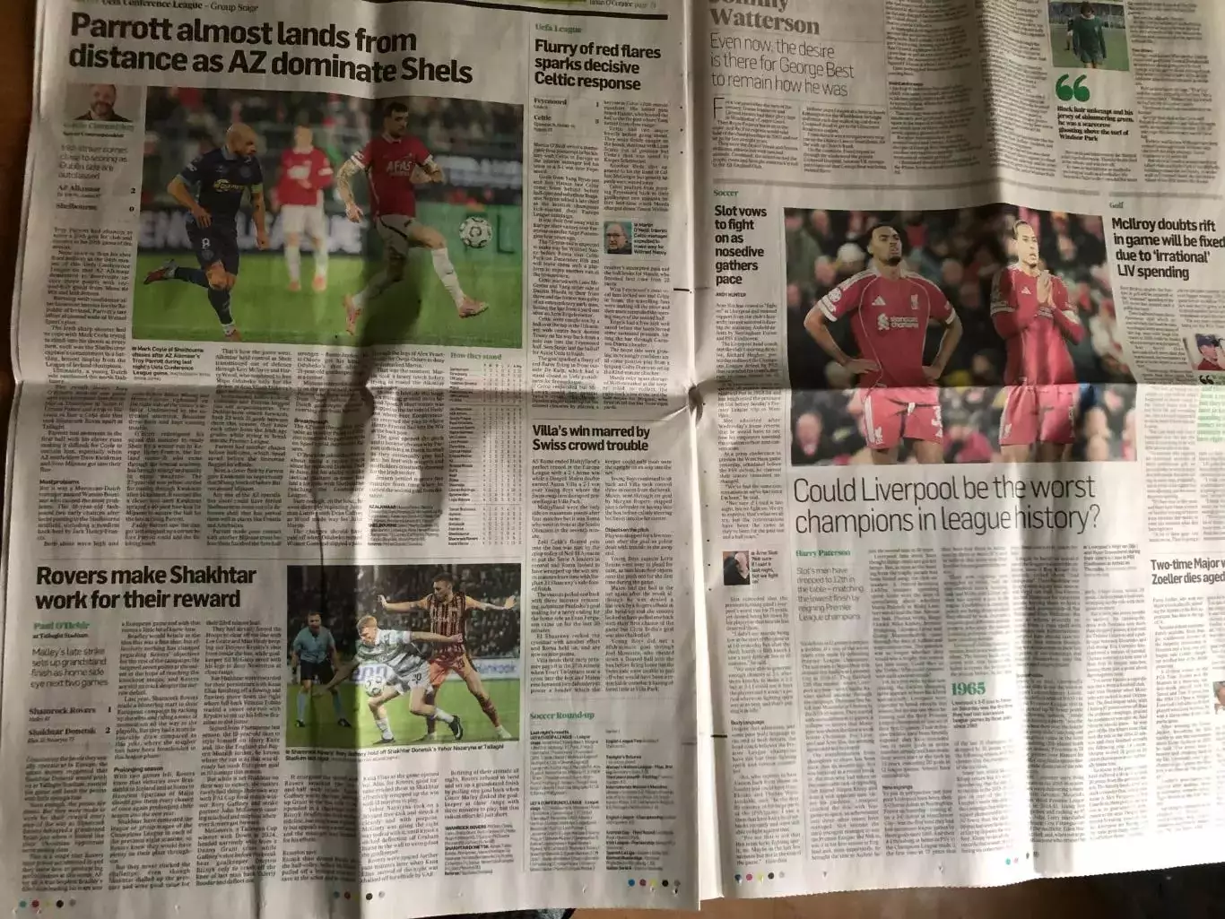 Шемрок Роверс (Ирландия) - Шахтер Донецк. 27.11.2025. Отчет в газете Irish Times 2