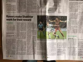 Шемрок Роверс (Ирландия) - Шахтер Донецк. 27.11.2025. Отчет в газете Irish Times