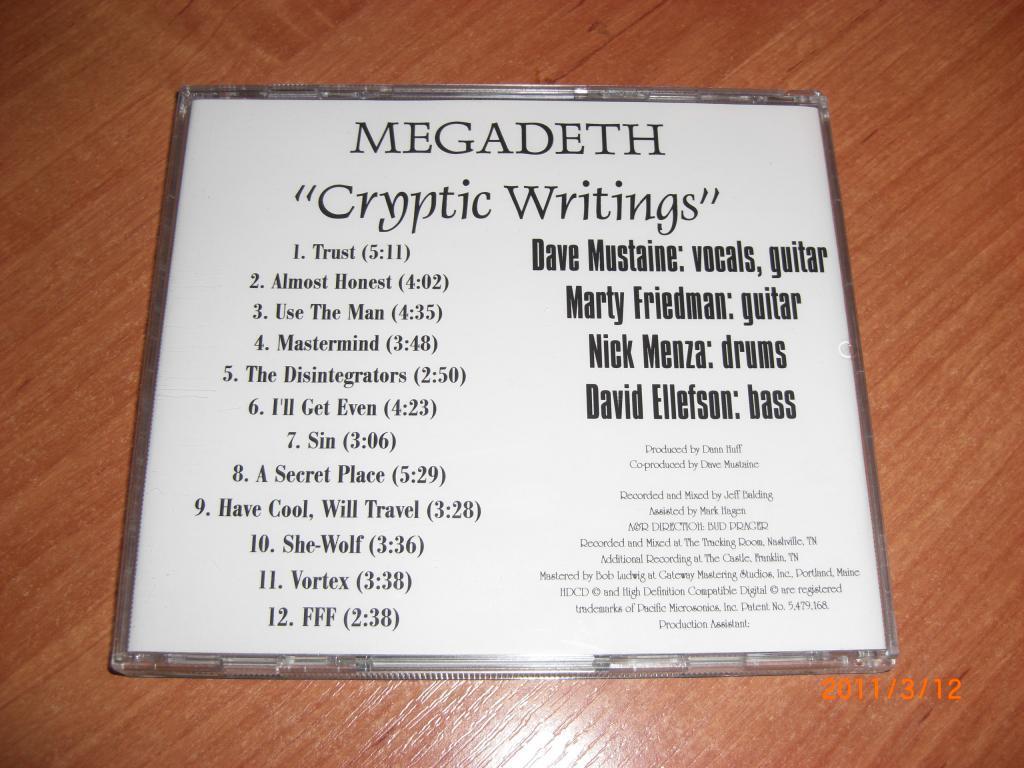 CD MEGADETH Cryptic Writings 2