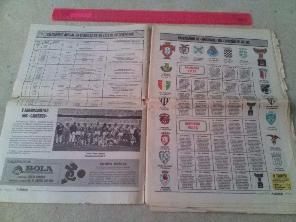 Журнал газетный A BOLA 1989 спецвыпуск посвящённый чемпионату Португалии 89/90 1