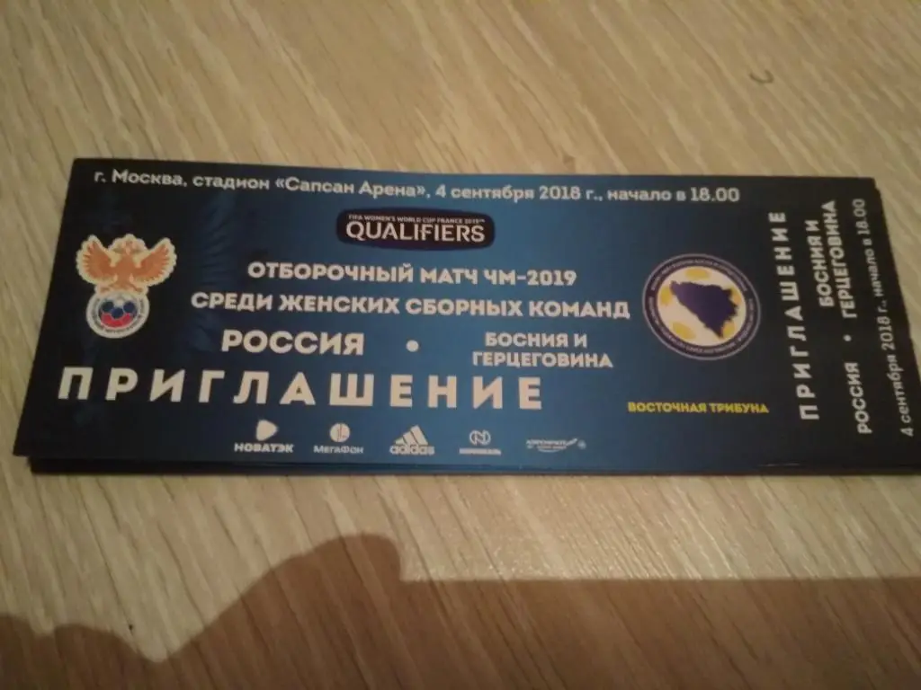 билет Россия - Босния 04.09.2018