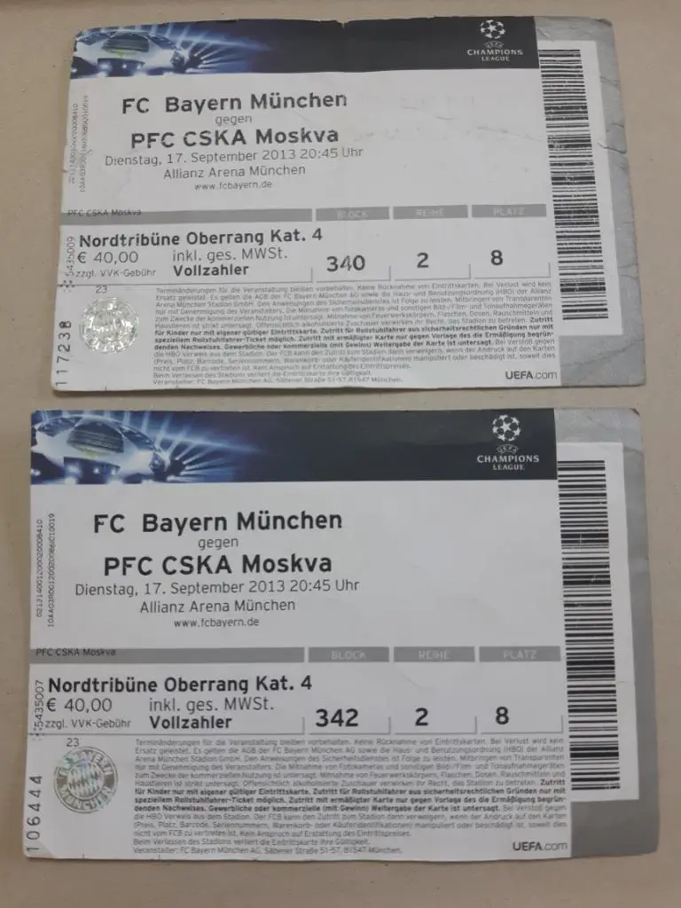 Билет Бавария Мюнхен-ЦСКА Москва 17.09.2013