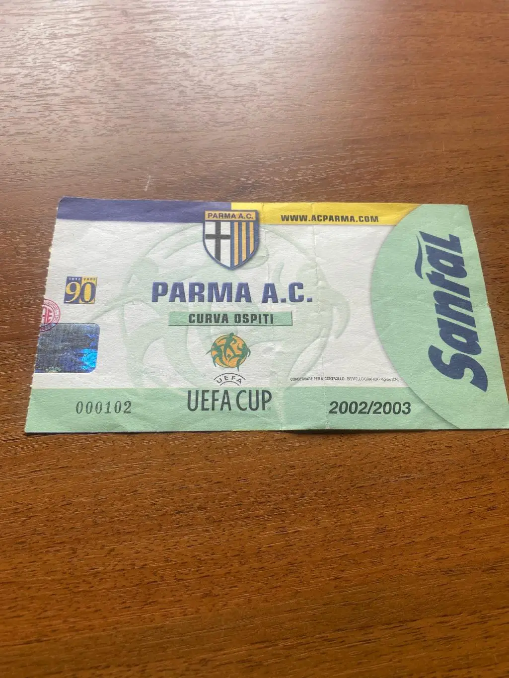 Билет. Футбол. Парма(Парма,Италия) - ЦСКА(Москва) 3.10.2002. Кубок УЕФА, 1/64