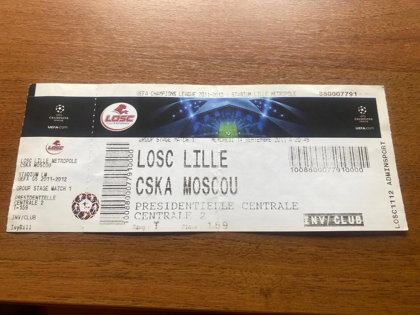 Билет Лилль Франция - ЦСКА 2011 Лига Чемпионов