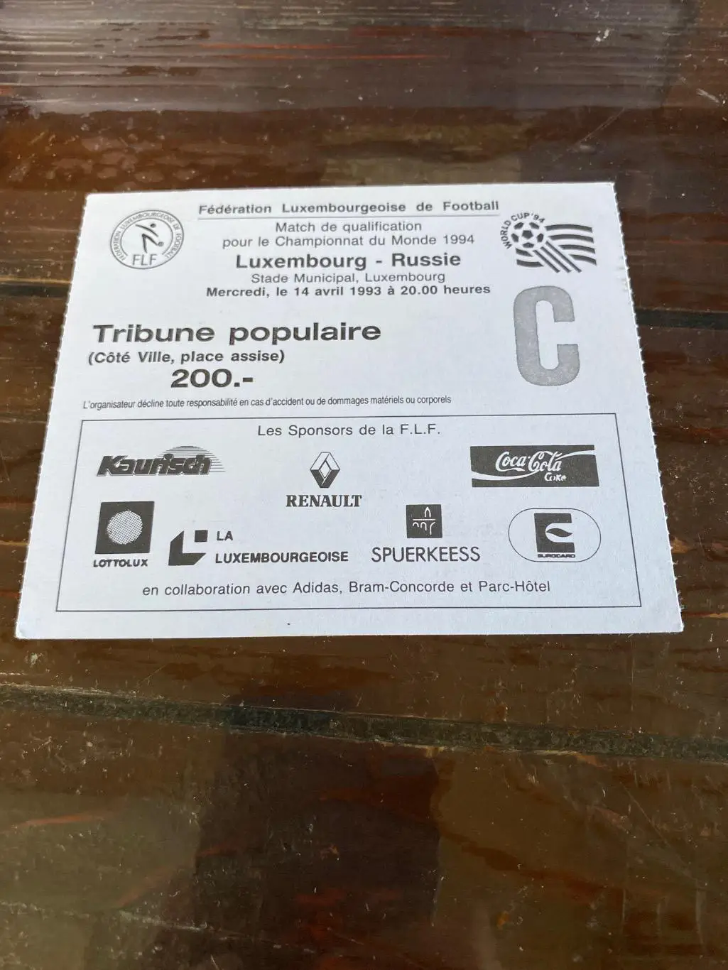 билет Люксембург - Россия 1993