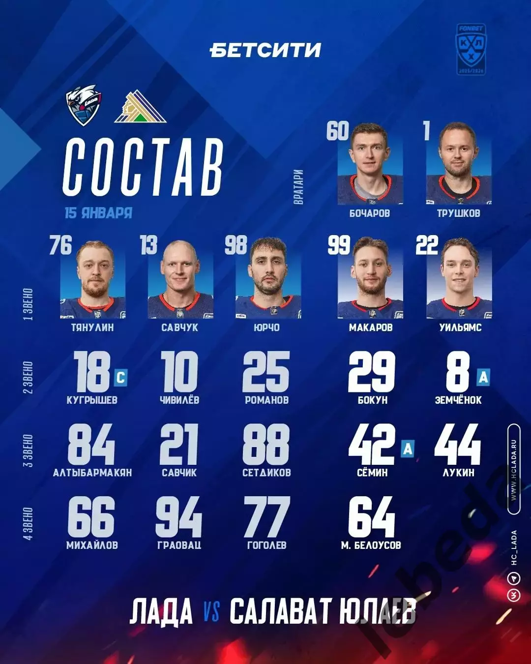 Лада Тольятти - Салават Юлаев Уфа- 2025-2026 год. (15.01.26.) 2