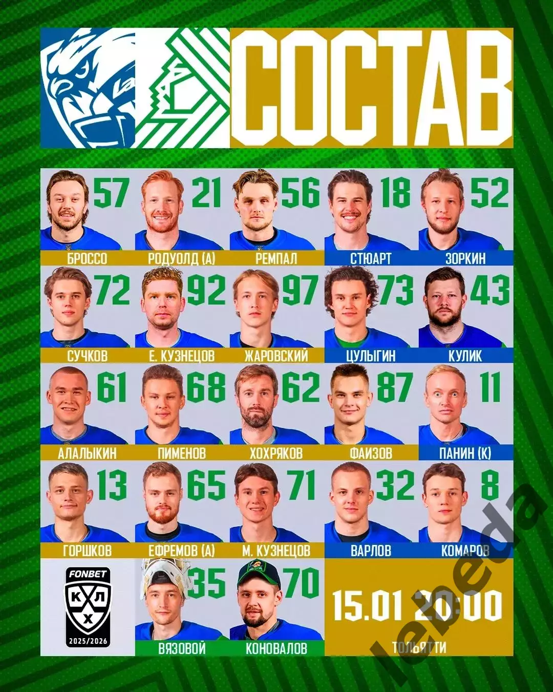 Лада Тольятти - Салават Юлаев Уфа- 2025-2026 год. (15.01.26.) 2