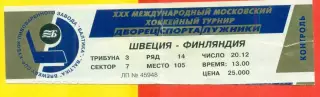 Швеция - Финляндия - 1997 г. (20.12.97) Кубок Балтики. 30-й международный турнир