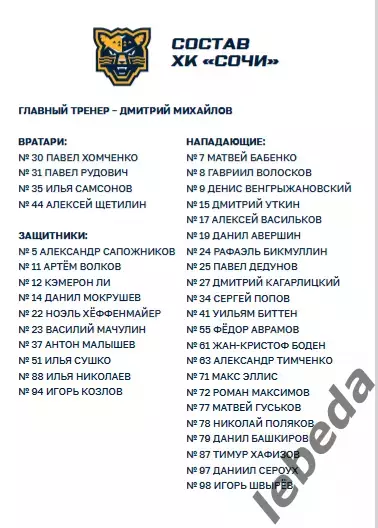 ХК Сочи - Северсталь Череповец - 2025 / 2026 год.(21.01.26.) 2