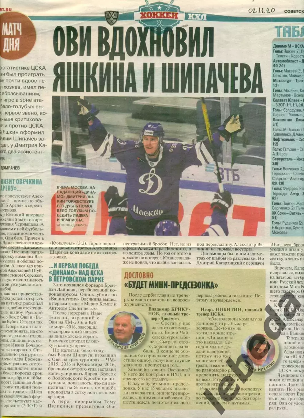 Динамо Москва - 2020 г. подборка вырезок из газет и журналов.Смотри фото. 2