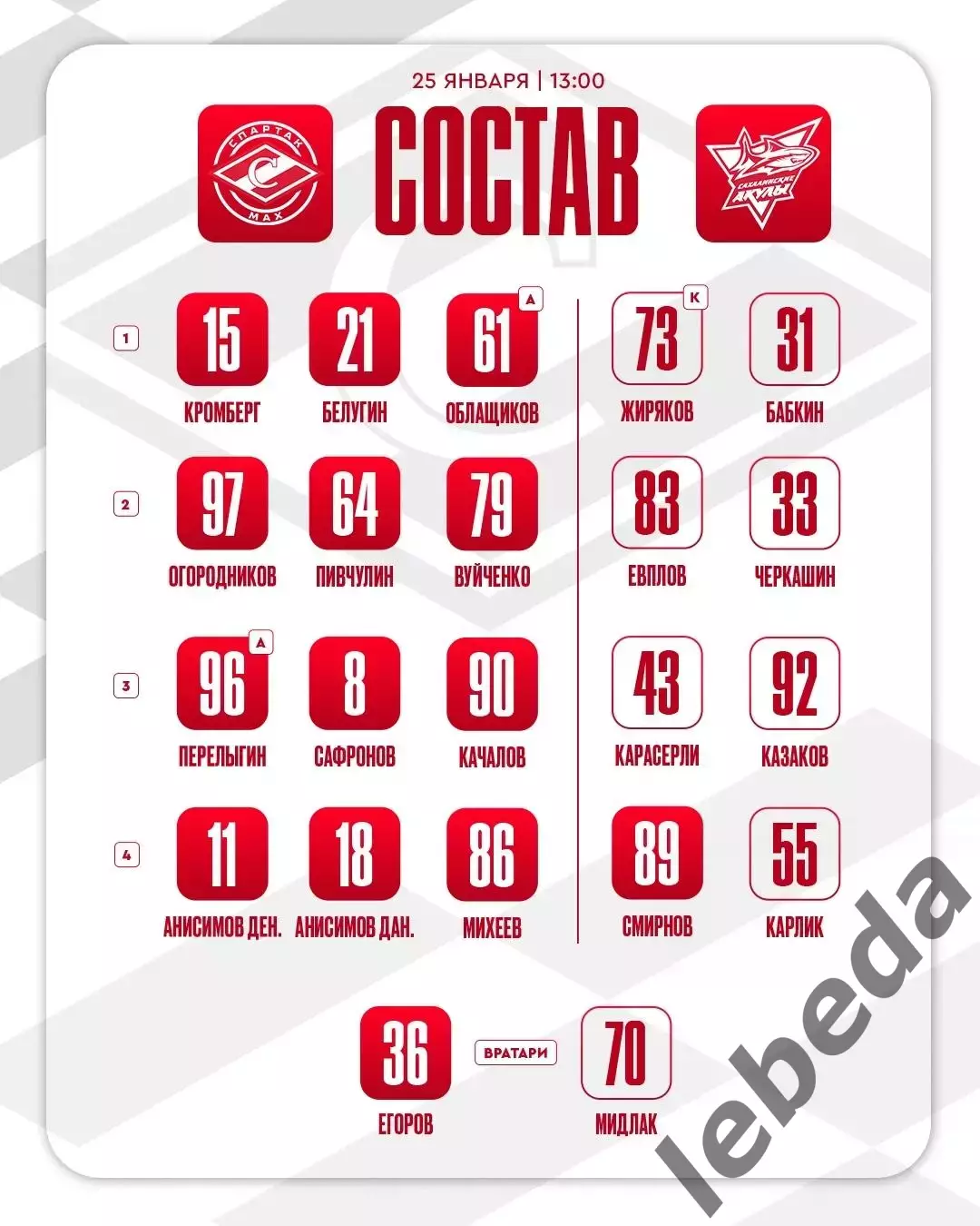 МХК Спарта МАХ - Сахалинские Акулы - 2025 / 2026 год.(25.01.26.) 2