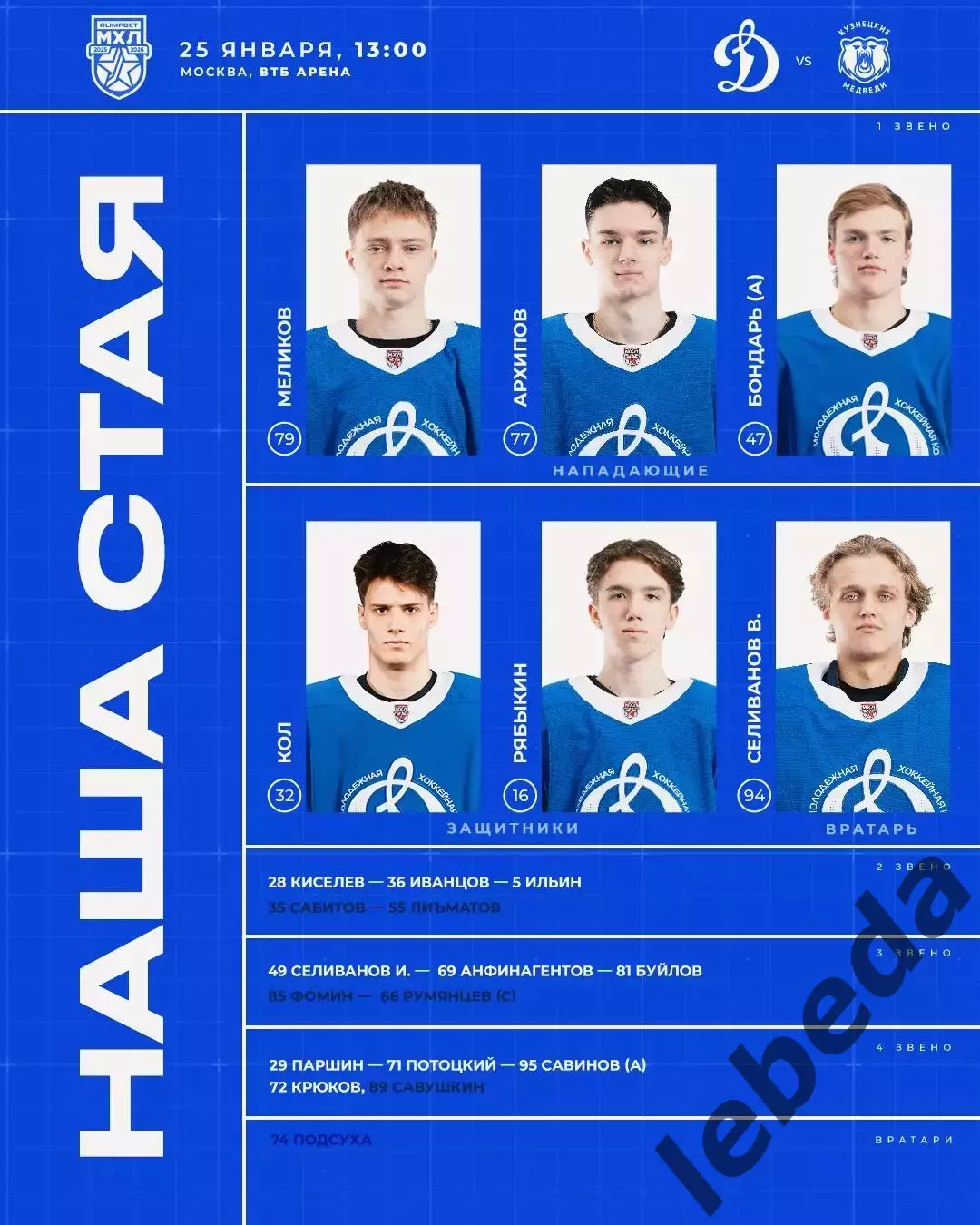 МХК Динамо Москва - Кузнецкие Медведи - 2025 / 2026 год.(25.01.26.) 1