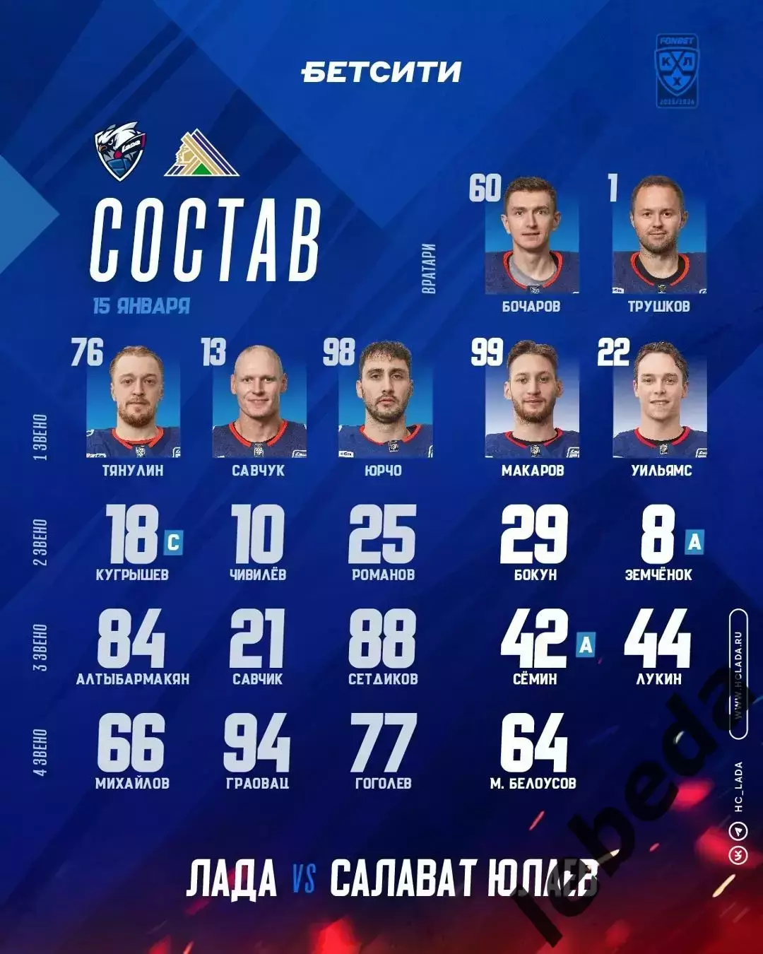 Лада Тольятти - Салават Юлаев Уфа- 2025-2026 год. (15.01.26.) 2