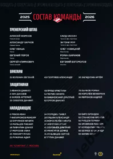 Северсталь Череповец - Спартак Москва - 2025 / 2026 год. (2.02.26.) Официальная 3